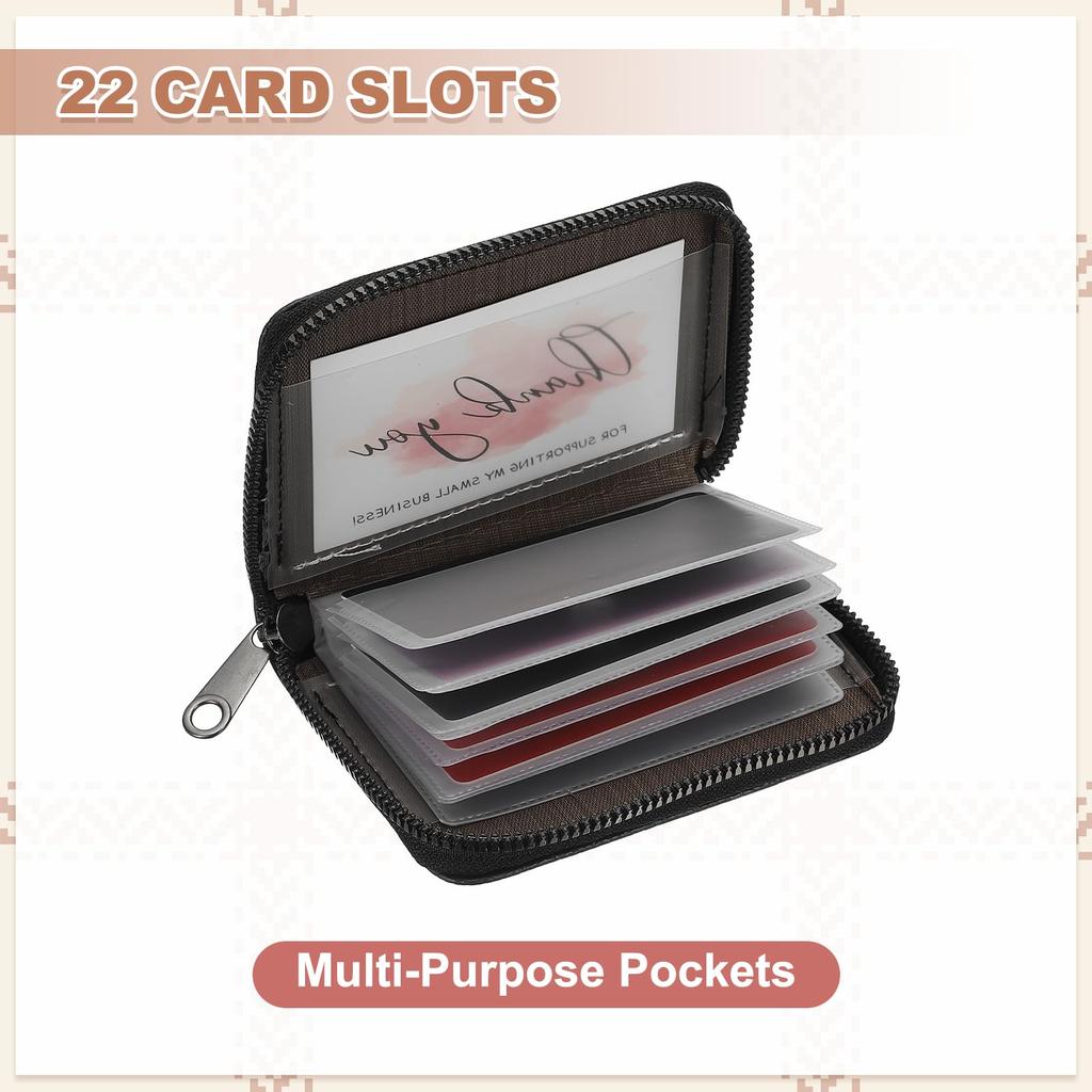 PATIKIL Kreditkartenhalter Reißverschluss-Geldbörse, 2-teiliges Leder-Karten-ID-Etui-Organizer mit 20 Kartenfächern, Schwarz, für Männer und Frauen (Zweiseitiger Stil)