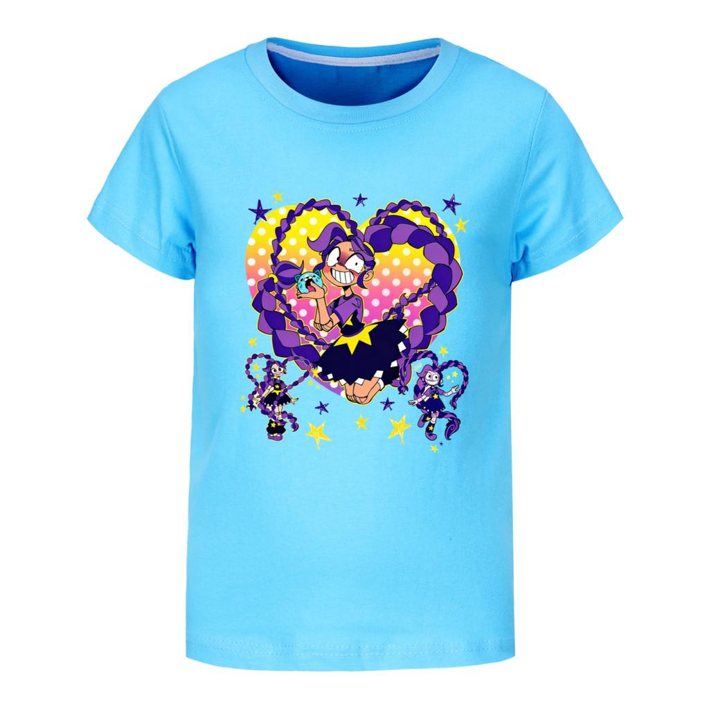 5598 Kinderen Meisjes Lily Liefde Vlechten Print Katoen Korte Mouwen T-shirt