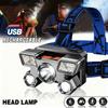 5 LED Taschenlampe Wiederaufladbar mit eingebauter Lithiumbatterie Starke Stirnlampe Camping Abenteuer Angeln Radfahren Stirnlampe