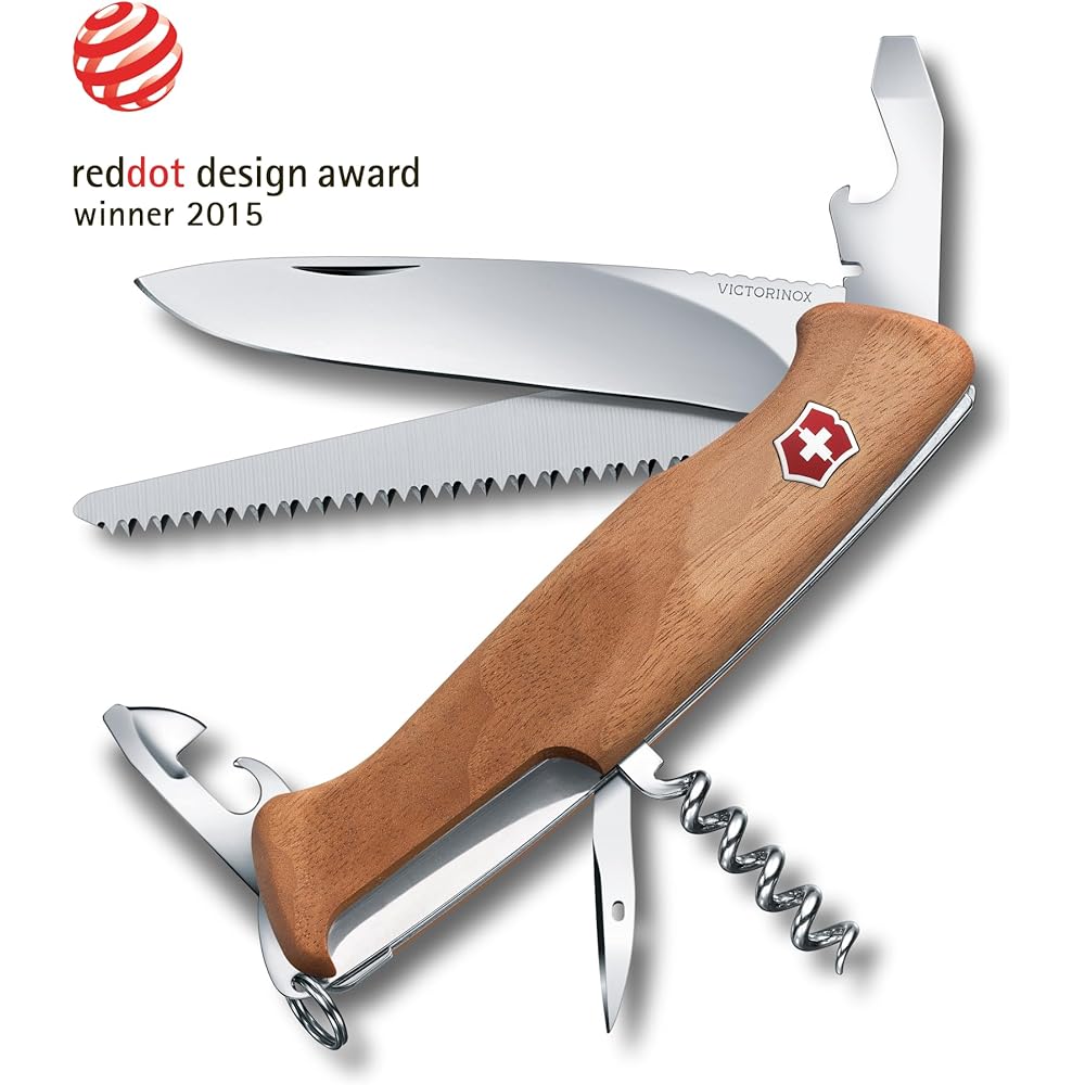 Victorinox Ranger Wood 55 Swiss Army Knife Large Locking Blade 10 Functions Outdoor Multi-Tool