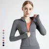 Women's Tracksuit Jacket Slim Fit Long Sleeved Fitness Coat Yoga Tops with Thumb Holes Gym Jacket Workout Sweatshirts