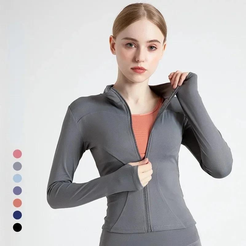 Women's Tracksuit Jacket Slim Fit Long Sleeved Fitness Coat Yoga Tops with Thumb Holes Gym Jacket Workout Sweatshirts