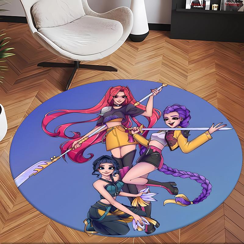 Huntrix (180) Round Office Rug Decorative Floor Rug for Office Bedroom Living Room and Home Space