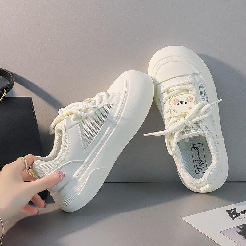 0 Thick-soled New Spring Low-top Sports Shoes Student Ugly Cute Little White Shoes Heightening Bread Shoes
