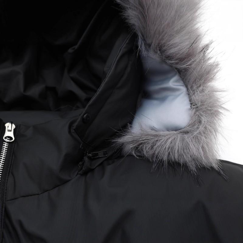 Mens Oversized Winter Puffer Jacket With Detachable Faux Fur Collar Embroidered Streetwear Style