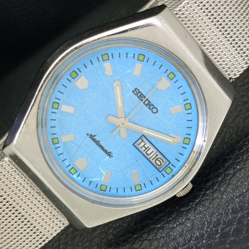 AUTOMATIC 6309A VINTAGE SEIKO JAPAN MENS SKY BLUE COLOR DIAL WATCH a701427-5 R206b-a701427