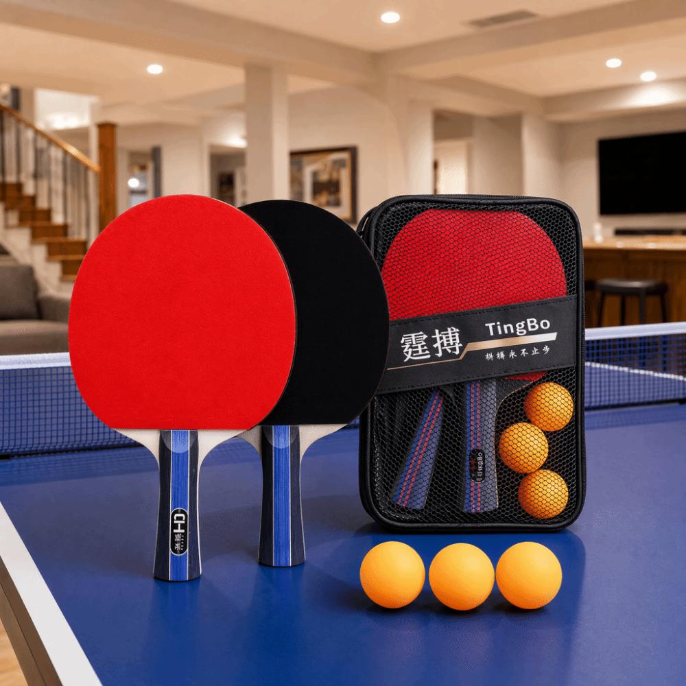 6PCS Poplar Wood Ping Pong Racket Set Dual Rackets Ping Pong Paddles Indoor Outdoor