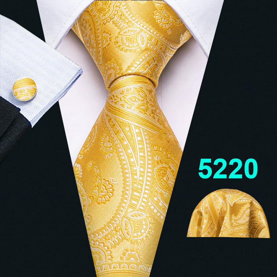 Barry.Wang Mens Striped Silk Tie Handkerchief Cufflinks Formal Necktie Set Designer