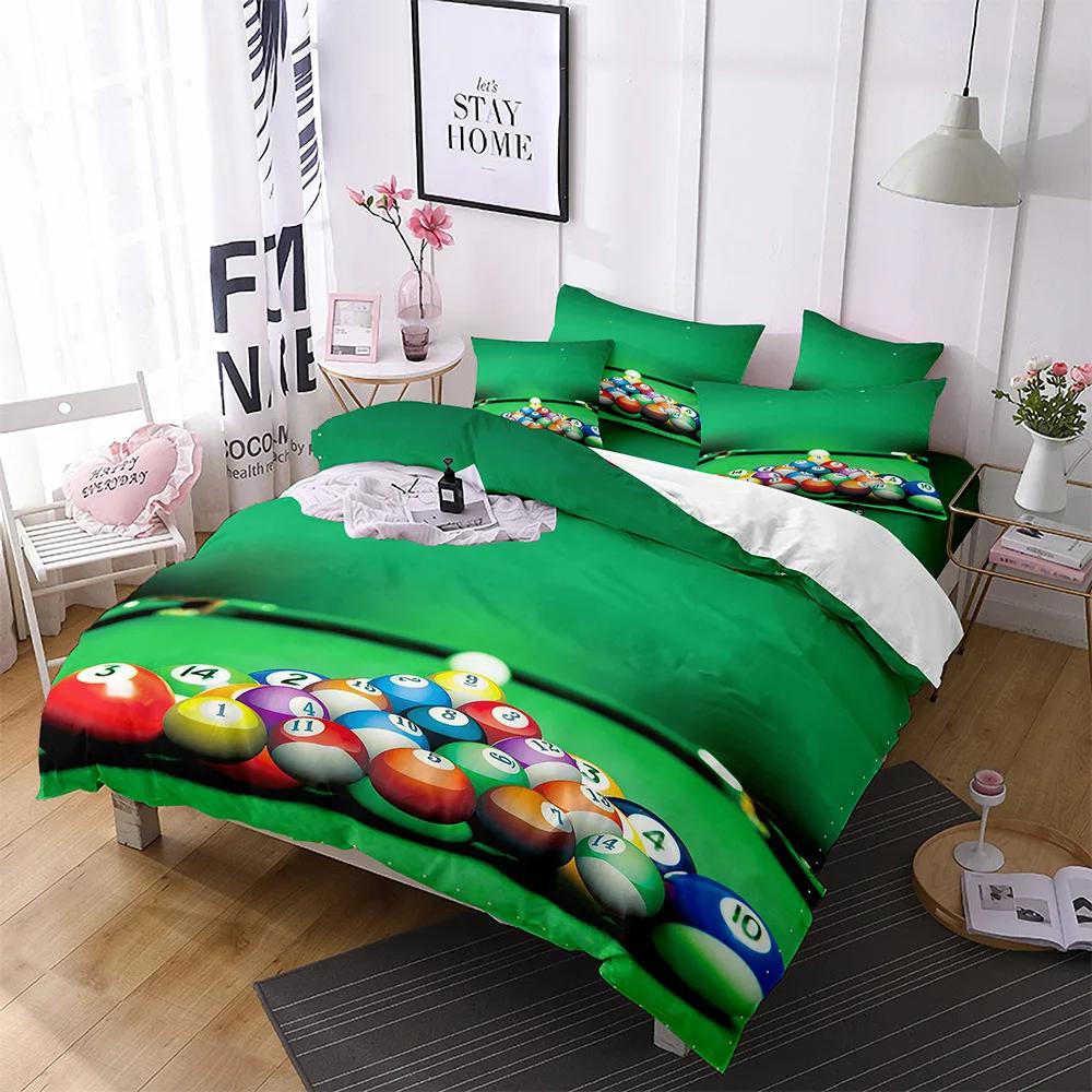 Billiards Duvet Cover Black 8 Ball with Fire Sports Games Theme Billiard Ball Bedding for Boys Girls Teens Bedroom Decorations