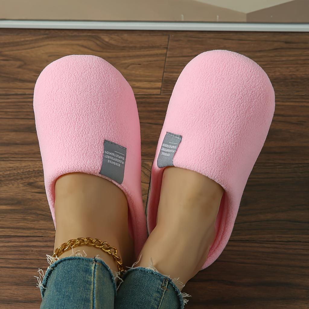 Cozy Plush Slip-On House Slippers for Women Soft Sole Warm Fuzzy Fabric Comfortable Indoor Footwear