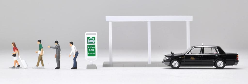 TOMYTEC DioColle 64 04b Taxi Stand Toyota Crown Figure and Accessories Partially Complete Miniature Car Set 1/64 #CarSnap (Includes Comfort) ABS/PVC