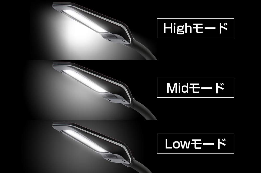 GENTOS LED Desk Light, Eye-Friendly, Tabletop Stand Light, 440 Lumens, Black, DK-R169BK