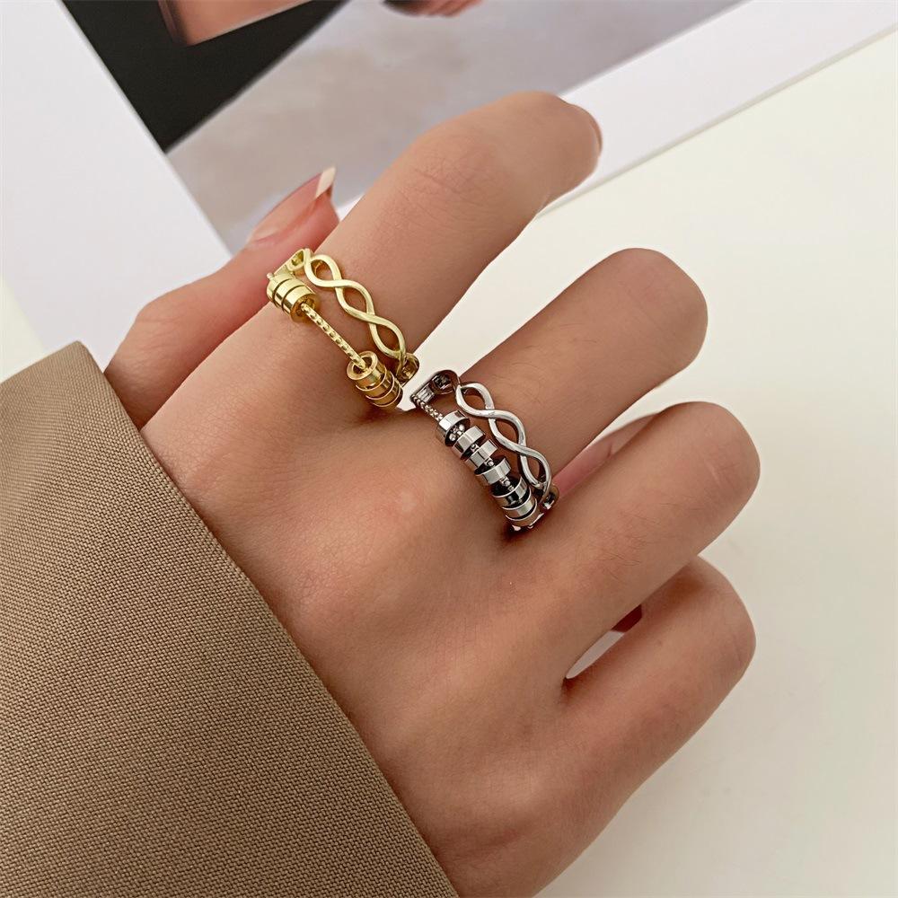 High Quality 2026 Smart Ring Rotatable Ring, Fashionable Multi-layer Cross Decompression Anxiety Ring Open Ring