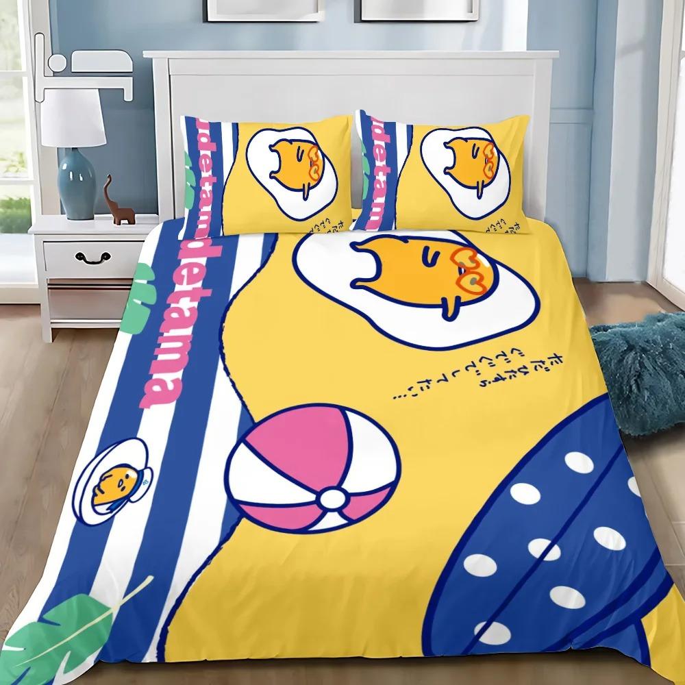 Vtipné povlečení s vajíčkem Gudetama, povlak na peřinu, povlak na polštář, sada povlečení pro dospělé, chlapce, dívky, dekorace do ložnice, dětské, jednolůžko, dvoulůžko, velká velikost