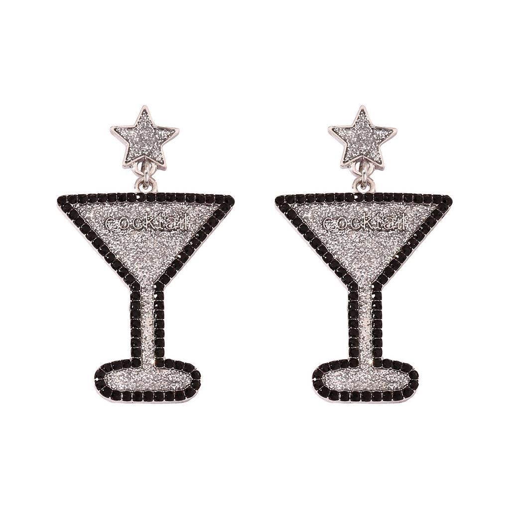 Explosive Carnival New Year's Wine Glass Earrings Creative Diamond-set Fashion Temperament Earrings Earrings