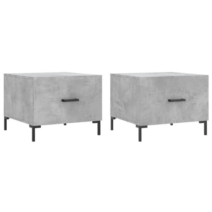 VidaXL Tables basses 2 pcs gris béton 50x50x40 cm bois d'ingénierie 829405