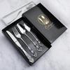 V Royal Court 24-Piece European Stainless Steel Cutlery Set: Knife, Fork & Spoon In Gift Box for Hotel Dining