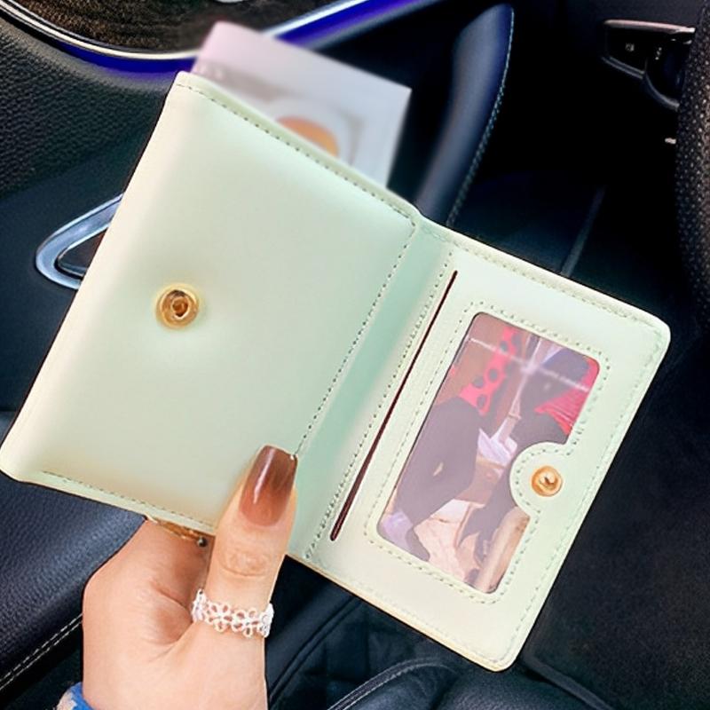 Portable Cartoon Rabbit Purses Carrot Printed Snap Button Lady Short Pu Wallet Waterproof Candy Color Triple Fold Card Bag
