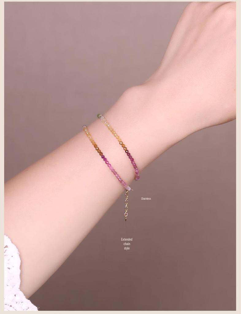 2mm Faceted Tourmaline Gemstone Bracelet for Women - Exquisite Brazilian Natural Crystal Jewelry