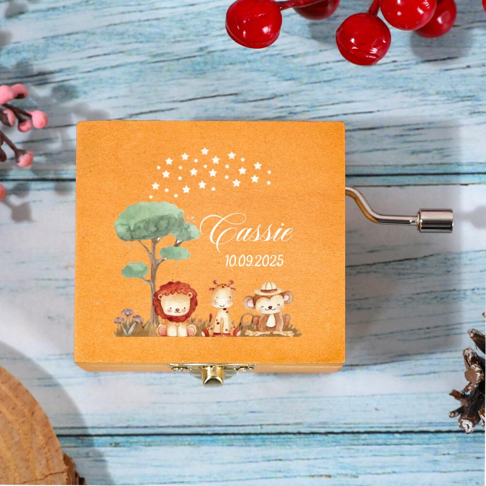 Персонализированная деревянная музыкальная шкатулка, Музыкальная шкатулка с гравировкой, Деревянная музыкальная шкатулка, Памятный подарок, Подарок на крестины