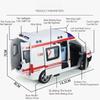 1:32 Ambulance Alloy Cars Toy Diecast Model 5 Doors Opened Light Sound Vehicle Wheel Pull Back Miniature Car for Kids Gifts