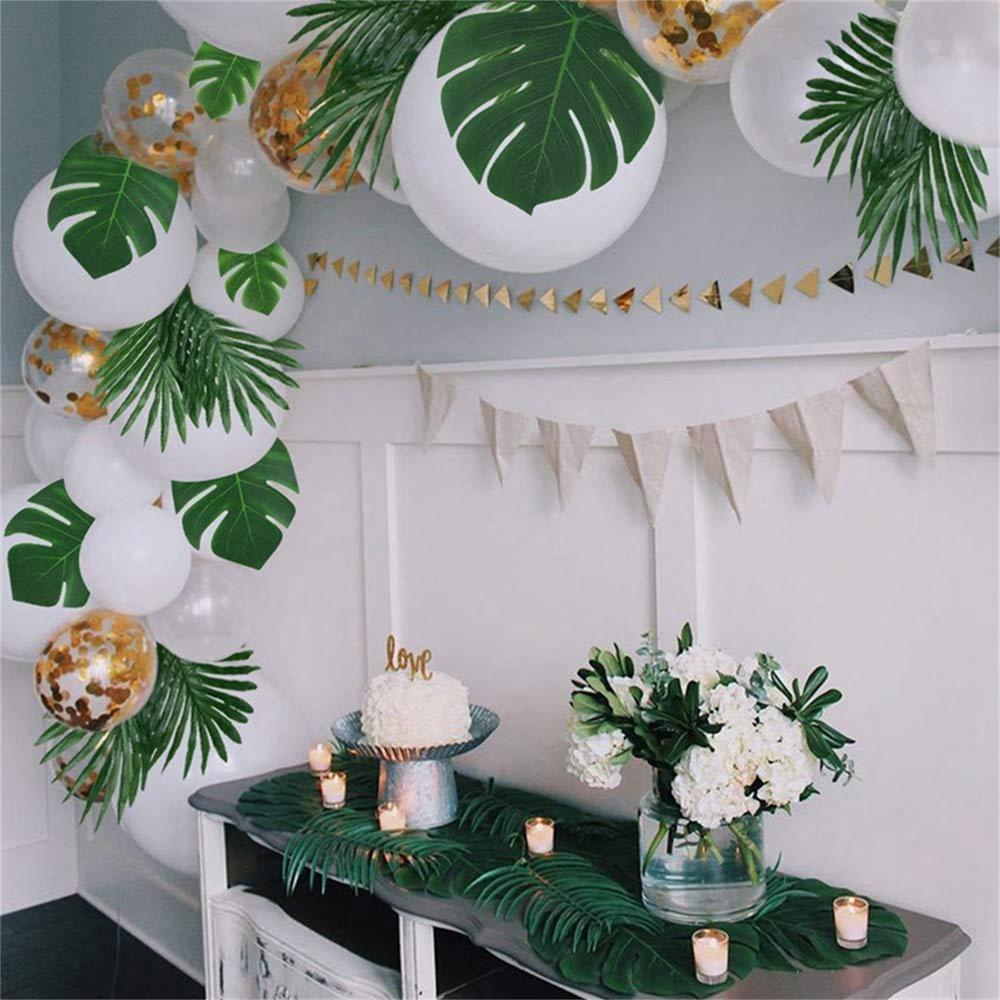 12pcs Tropical Palm Leaves Artificial Leaf Decor Wedding Decoration Green Jungle Plant Leaf Hawaiian Luau Home Party Decoration5