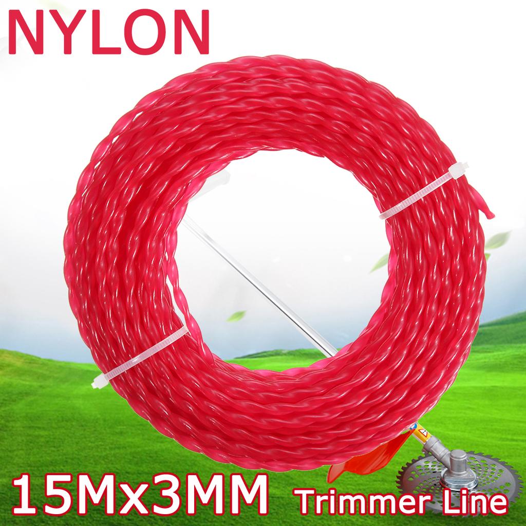 15m x 3mm Nylon Trimmer Line Rope Roll Cord Wire String Grass Strimmer ...