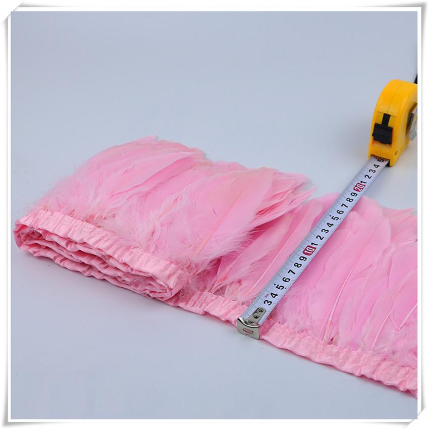 High Quality Multicolor Goose Feather Trims 2yards 6-8inches/15-20cm Fringed Feather Trim for Skirt/costumes Ribbon Feathers