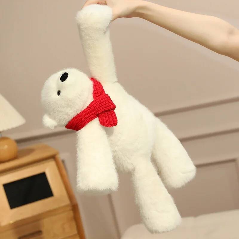 Cute Scarf Polar Bear Creative Plush Toys Red Scarf Bear Doll Sleeping Pillow Funny Doll For Kids Boys Girls Room Decoration