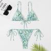 2023 Europäischer & Amerikanischer Damen Dreieck Schnürung Ringdruck Kreuz Cutout Sexy Bikini