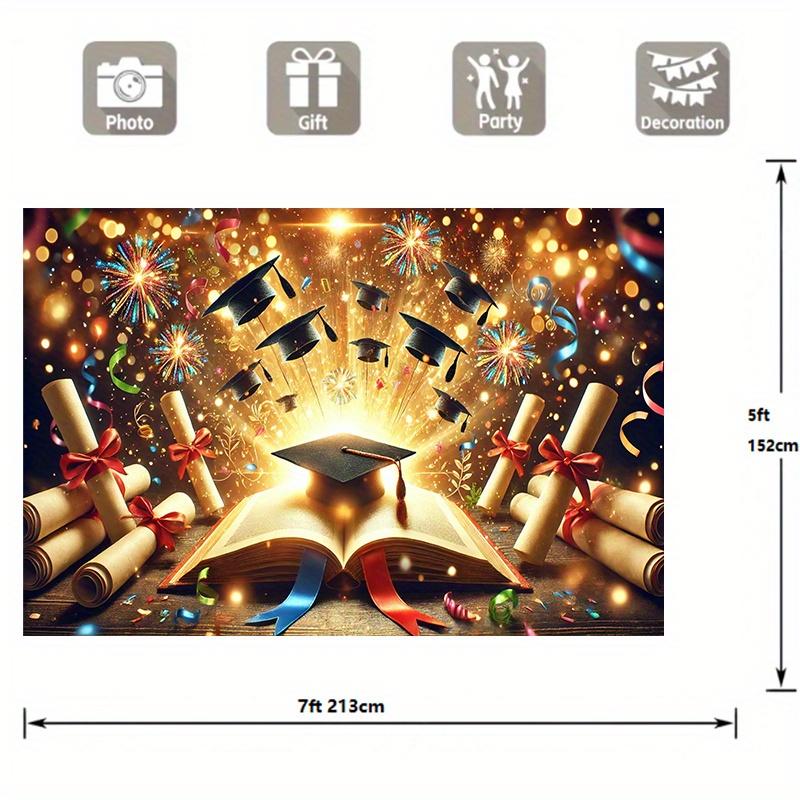 1 Universal Polyester Graduation Celebration Banner Background, Holiday Wall Decoration, Suitable for Home, Office, Outdoor