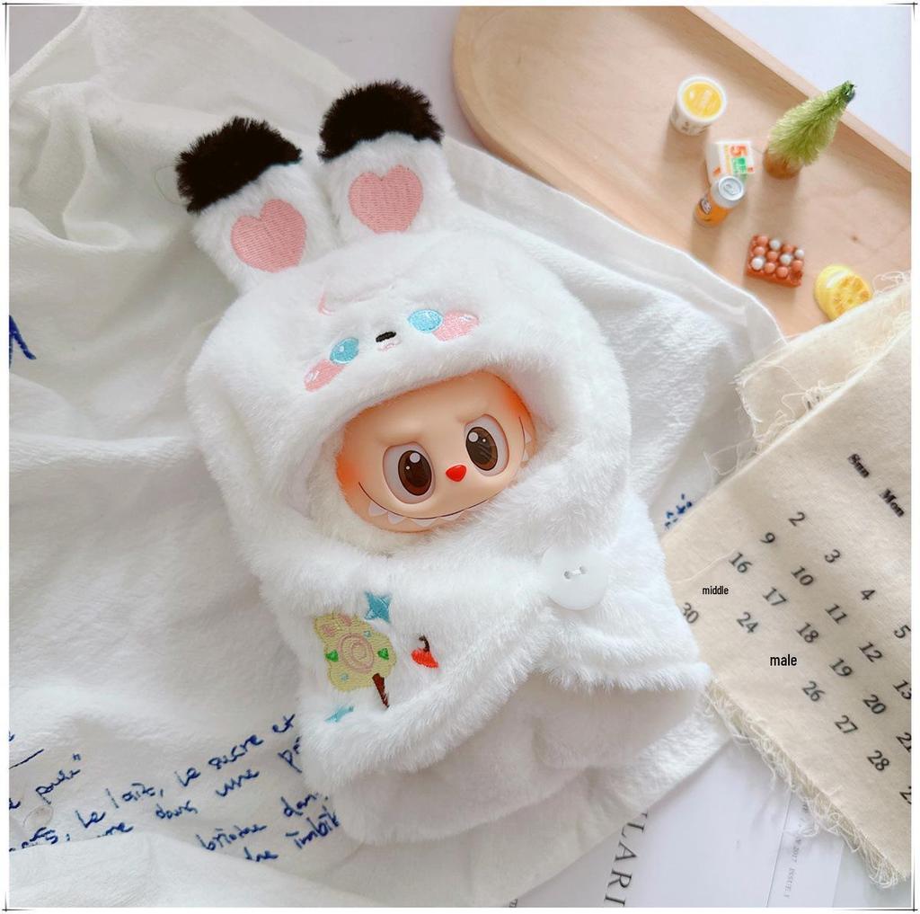 First, Second, and Third Generation Labubu Doll Clothes: 17cm Plush Onesie for 10cm Labubu Dolls, Cute Cartoon Design