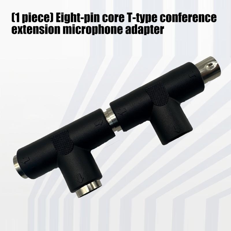 8Pin T Shaped Mics Extension Head 1Male to 2Female Microphone Adapter for Stable Audios Transmission Professional Meeting