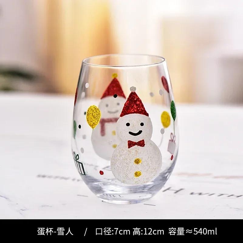 Hand Drawn Flower Patterned Crystal Glass Cup Festival Party Art High Feet Red Wine Cup Family Wine Glass Set Of Three Pieces