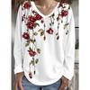 Women's Autumn and Winter Women's Fashion Printed Casual V-Neck Long Sleeve T-Shirt