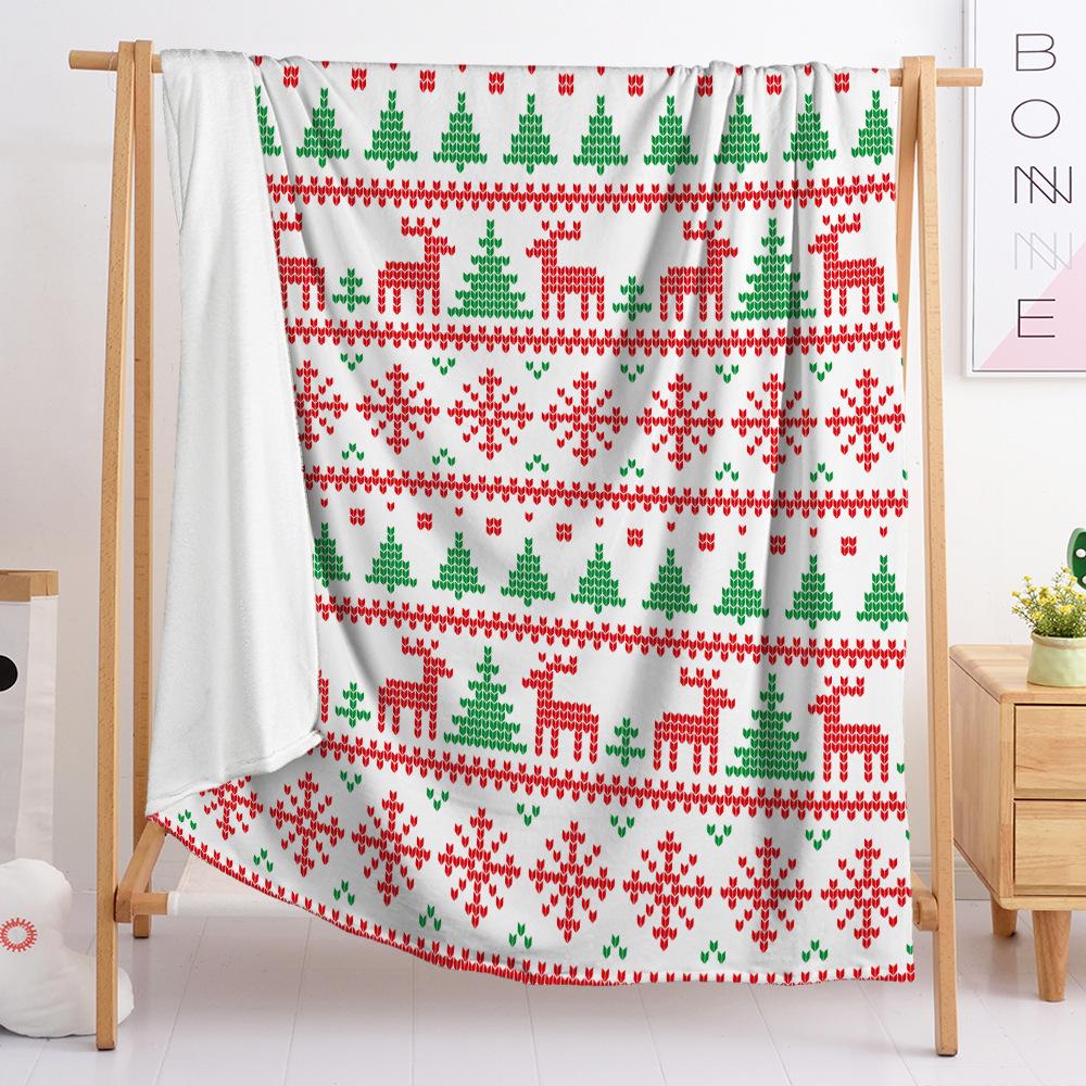 Blanket Small Fresh 2D Digital Printed Blanket Christmas Flannel Blanket Single Layer Blanket