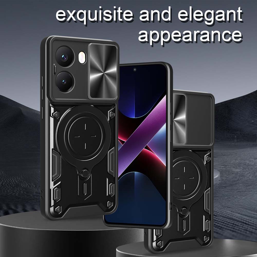 Magsafe Magnetische Kameraschutzhülle für Mi Poco X7 X6 X5 Pro F5 F6 Pro C65 C75 Armor Hybrid Metallring Rückseite