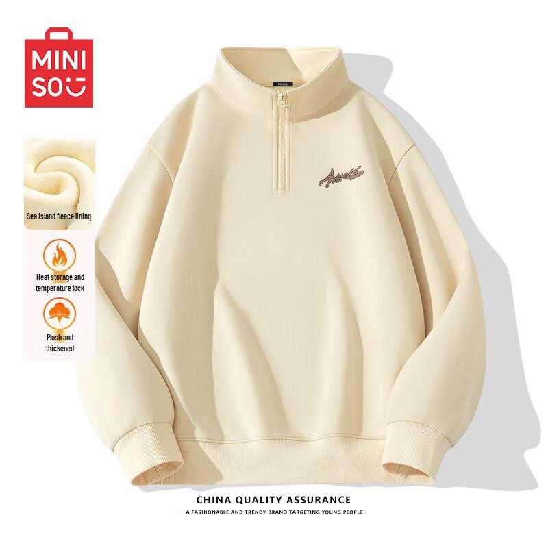 

MINISO Men s Fleece-Lined Half-Zip Stand Collar Sweatshirt 3XL
