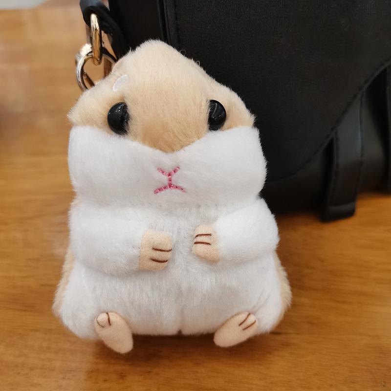 Cute Hamster Keychain Pendant Backpack Small Hanging Ornament School Bag Doll Hamster Chain Doll Plush Toy