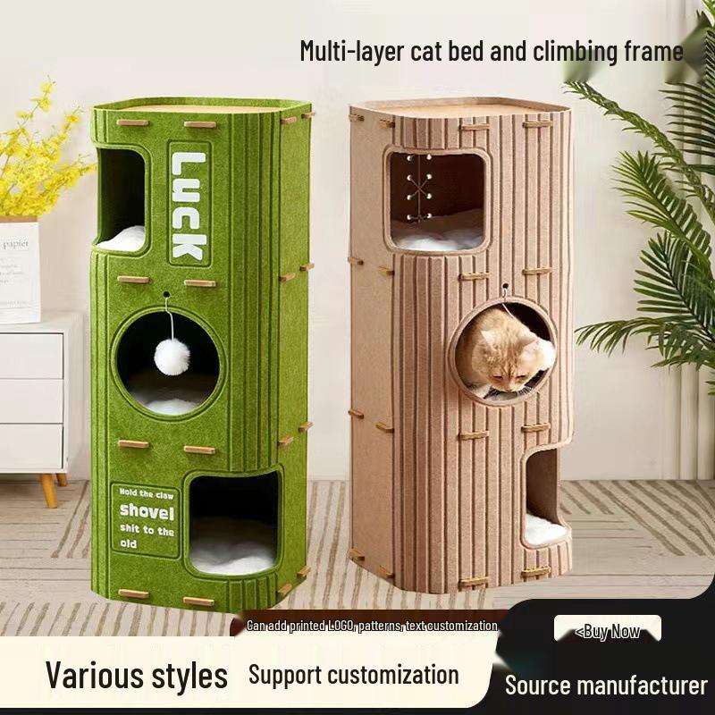 Multi-Layer Cat Climbing Tree with Scratch Board and Nest