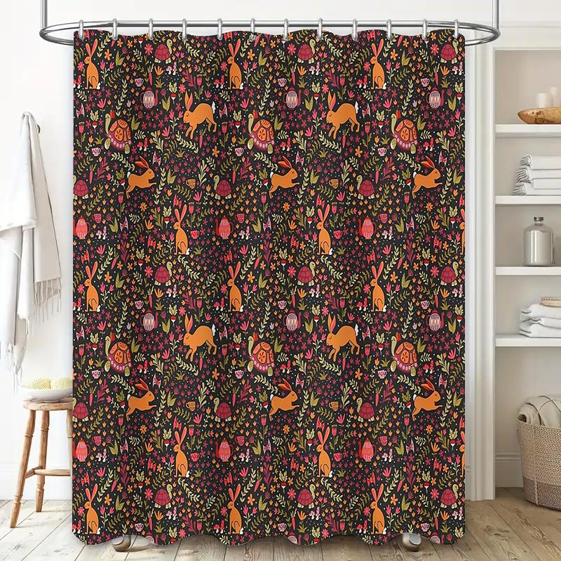 Floral Shower Curtain Botanical Nature Pattern Waterproof Fabric Bathroom Decor Vintage Farmhouse Rustic Home Decor Washable Lin