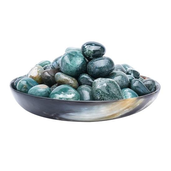 Moss Agate Tumbled Stones Reiki Chakra Healing Decorative Pebbles, Vase Fillers Tumble Stone for Jewellery Gift Item 13 Pieces Set