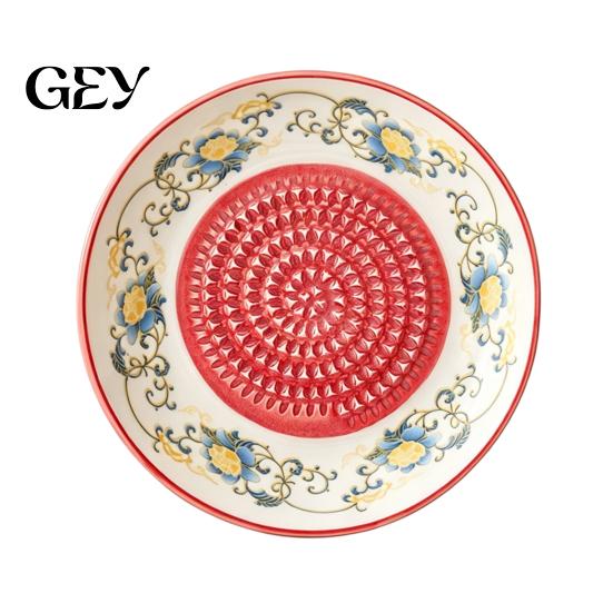 Garlic Mincer Ceramic Grinder Plate Bowl, Manual Ginger Fruit Zester Grater Herb And Dish, All-in-One Prep Mixing Serving Tray, Modern Minimalist