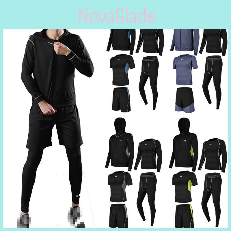 Premium 5pcs Men's Gym Jogging Set With Breathable Quick-dry Fabric And Hoodie