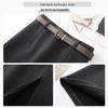 Women's Gray Wool A-line Slit Skirt: Elegant Hip-Hugging Style for Autumn/Winter 2025