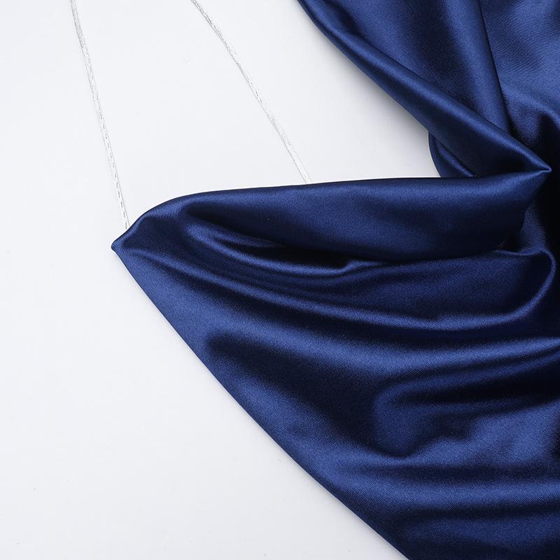 Φόρεμα Ανοιξιάτικο Γυναικείο Σικ Σικ Σέξι Ασύμμετρο με Ασημί Τιράντα Slingneck