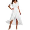 Women's Elegant Loose-Fit V-Neck Short-Sleeve Flowing Resort Dress