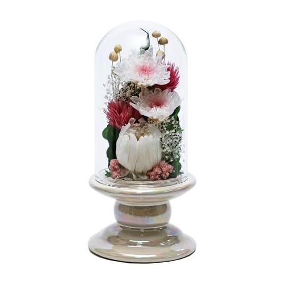 Art Four SeasonsBuddha Flower (White) Mini Ringiku Glass Pink Preserved Flower