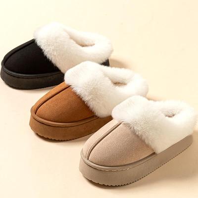 Dames Pluche Katoenen Pantoffels - Dikke Zool, Antislip, Warm en Pluizig voor Binnen/Buiten Gebruik, Ideaal voor Herfst/Winter