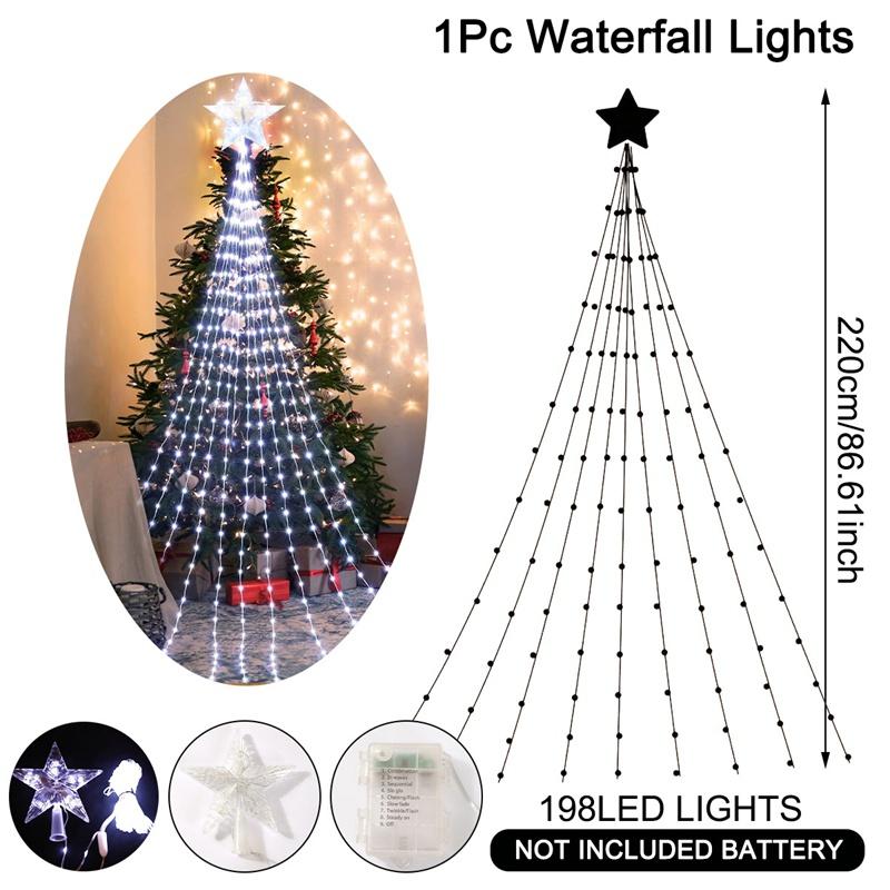 LED Star Waterfall Lights Christmas Decorations String Lights Christmas Tree Ornaments for Home 2026 Navidad Natal New Year 2026